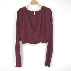 Fabletics Twisted Front Cropped Hoodie Womens XL Burgundy LS2040311 Excellent